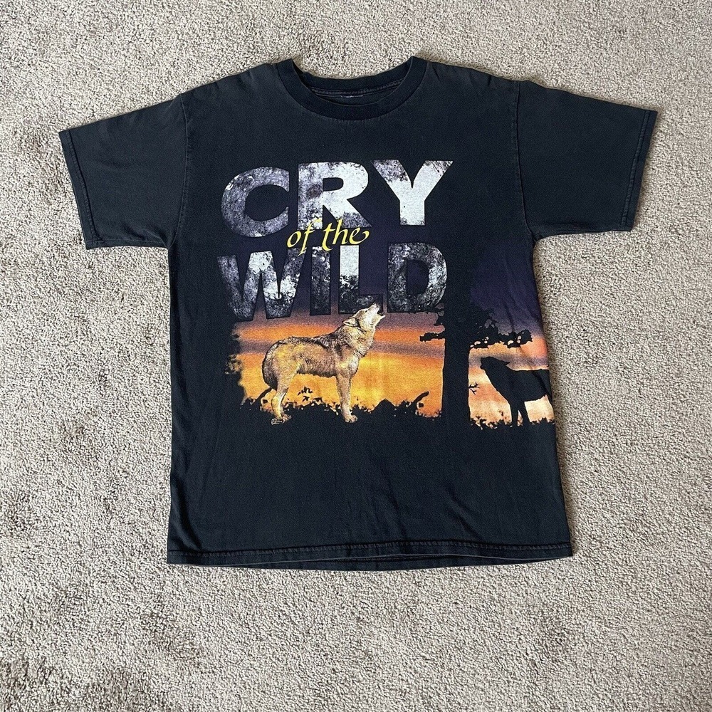 Vintage 90s Wolf Nature Wrap Around Shirt Cry‎ of the Wild Size Large